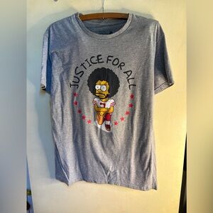 Retrokings Kaepernick Simpsons Gray Graphic T-Shirt Size M Justice For All